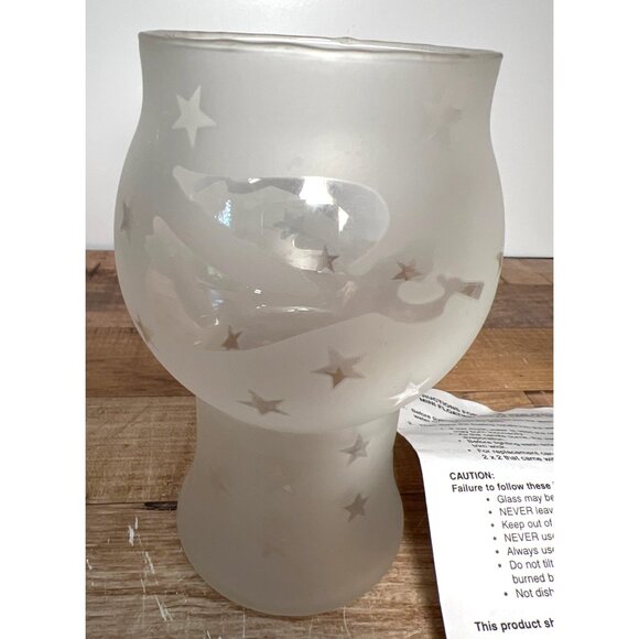 Frosted Glass Votive Candle Holder With Angel & Stars Design By Pfaltzgraff - Picture 2 of 4